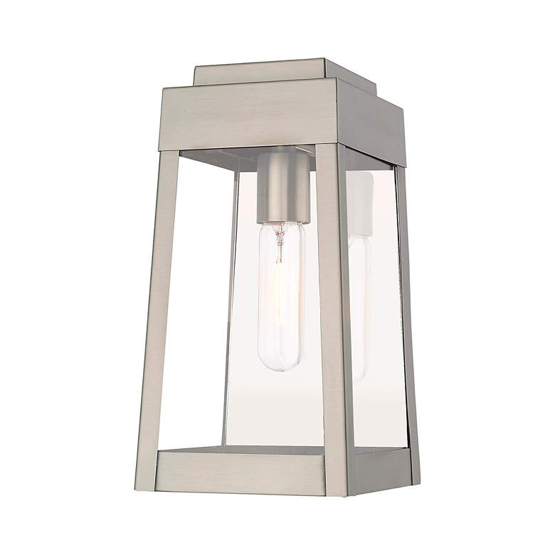 Image 3 Oslo 1 Light Brushed Nickel Outdoor Wall Lantern more views