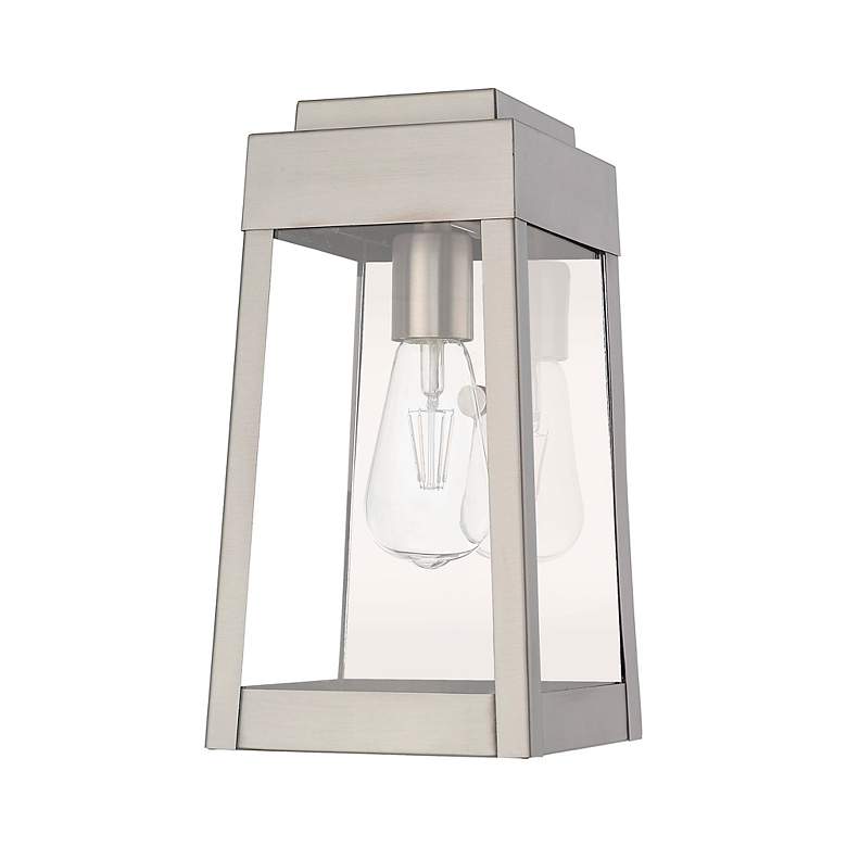 Image 4 Oslo 1 Light Brushed Nickel Outdoor Wall Lantern more views