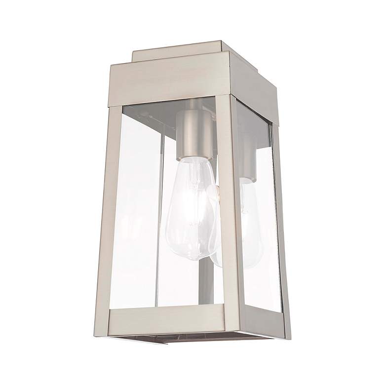 Image 6 Oslo 1 Light Brushed Nickel Outdoor Wall Lantern more views