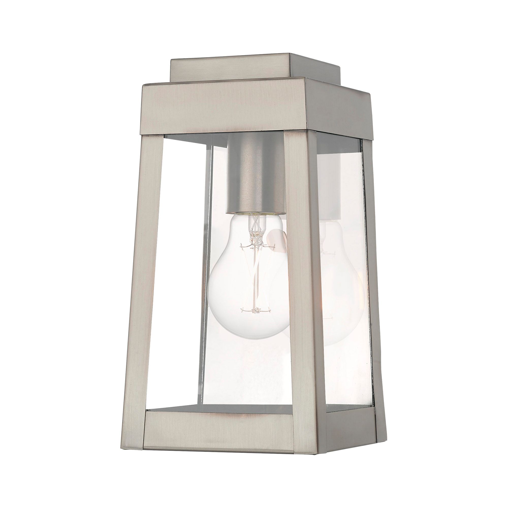 Oslo 1 Light Brushed Nickel Outdoor Wall Lantern
