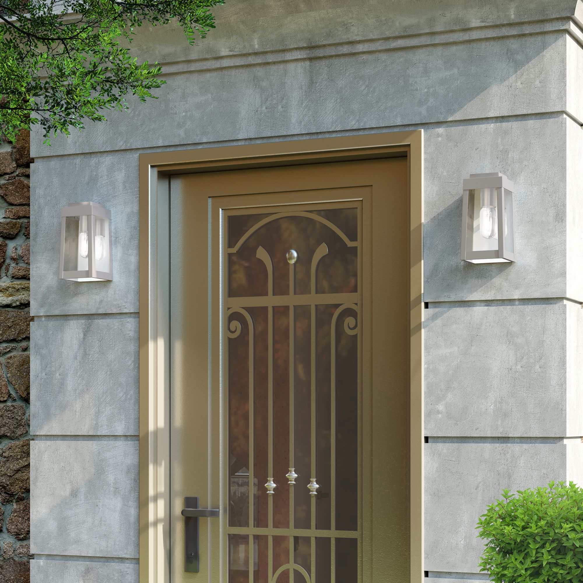 Oslo 1 Light Brushed Nickel Outdoor Wall Lantern