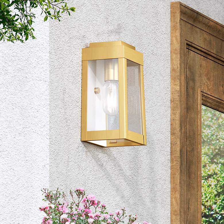 Image 1 Oslo 1 Light Satin Brass Outdoor Wall Lantern