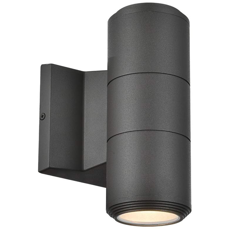 Image 1 Oslo 10.25" High 2-Light Matte Black Outdoor Wall Sconce w/ Clear Shade