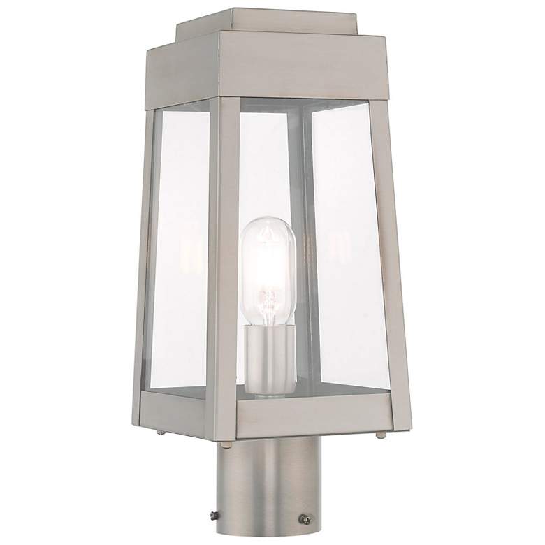 Image 2 Oslo 15 1/4" High Brushed Nickel Outdoor Post Light