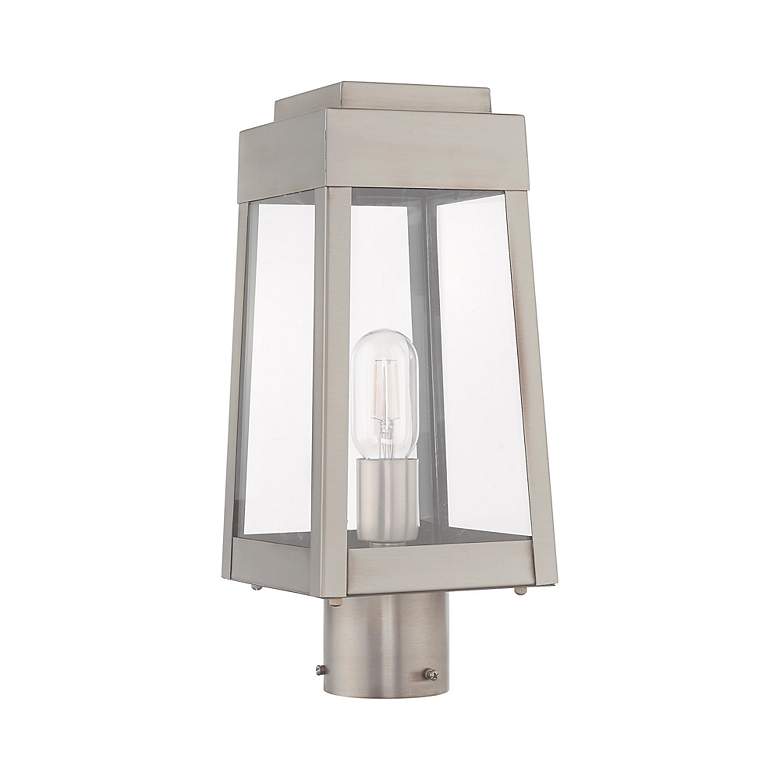 Image 4 Oslo 15 1/4" High Brushed Nickel Outdoor Post Light more views