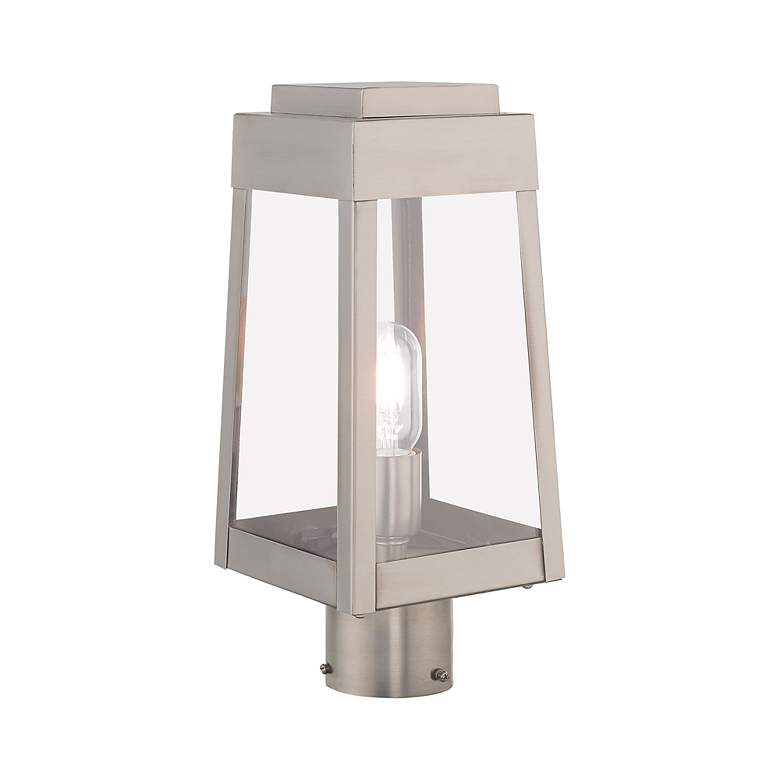 Image 7 Oslo 15 1/4" High Brushed Nickel Outdoor Post Light more views