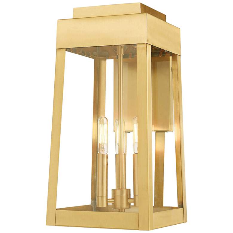 Image 1 Oslo 16 inch High Satin Brass Outdoor Lantern Wall Light