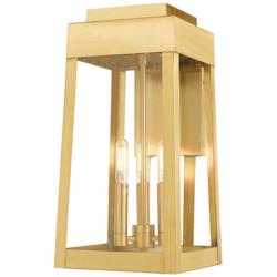 Oslo 16" High Satin Brass Outdoor Lantern Wall Light
