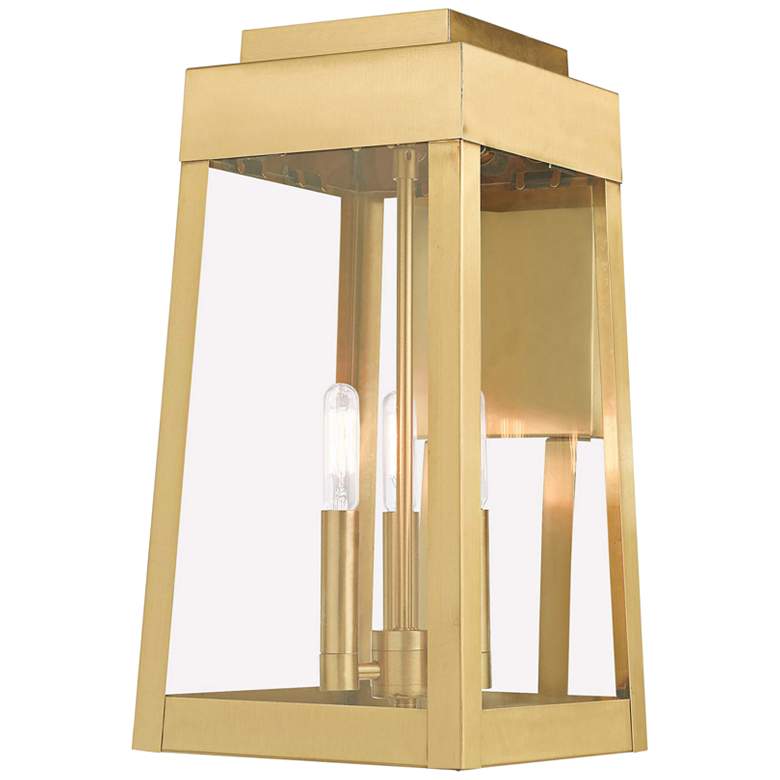 Image 2 Oslo 16 inch High Satin Brass Outdoor Lantern Wall Light more views