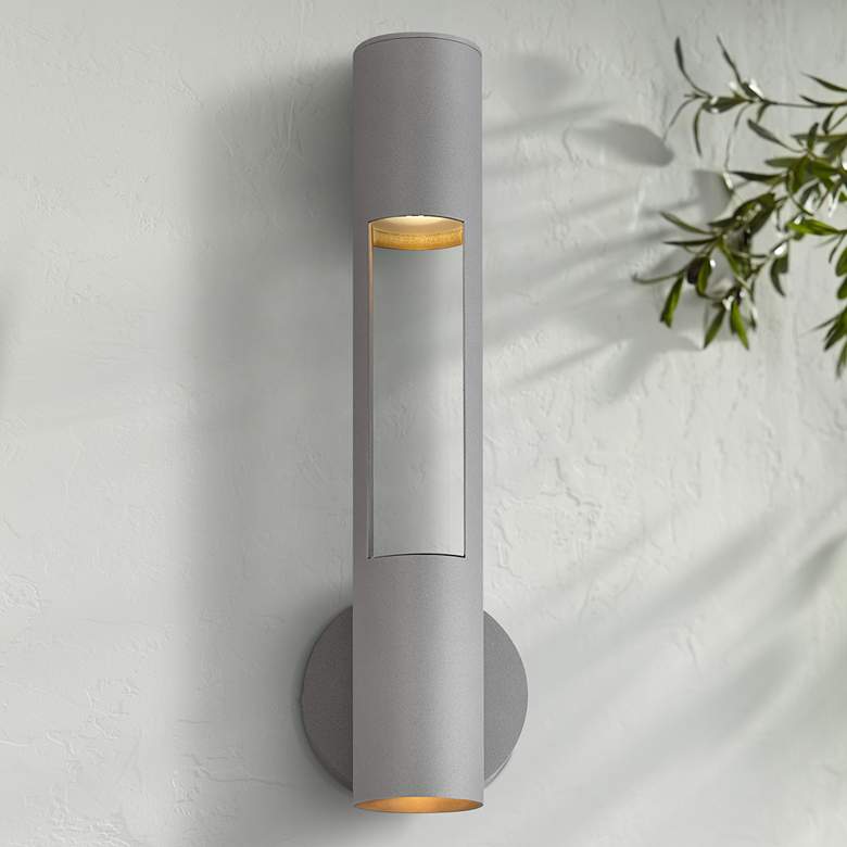 Image 1 Oslo 18 1/4" High Textured Graphite LED Outdoor Wall Light