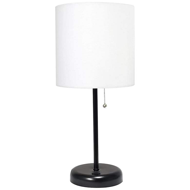 Image 2 Oslo 19 1/2" High Black USB Table Desk Lamp with White Shade