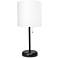 Oslo 19 1/2" High Black USB Table Desk Lamp with White Shade