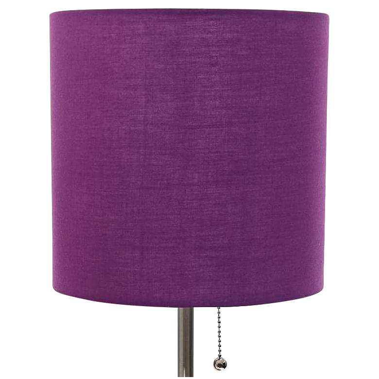 Image 3 Oslo 19 1/2 inch High Steel USB Table Desk Lamp w/ Purple Shade more views