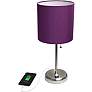 Oslo 19 1/2" High Steel USB Table Desk Lamp w/ Purple Shade