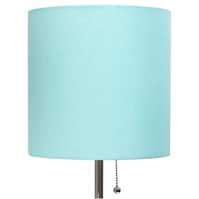 Image 3 Oslo 19 1/2 inch High Steel USB Table Desk Lamp with Aqua Shade more views