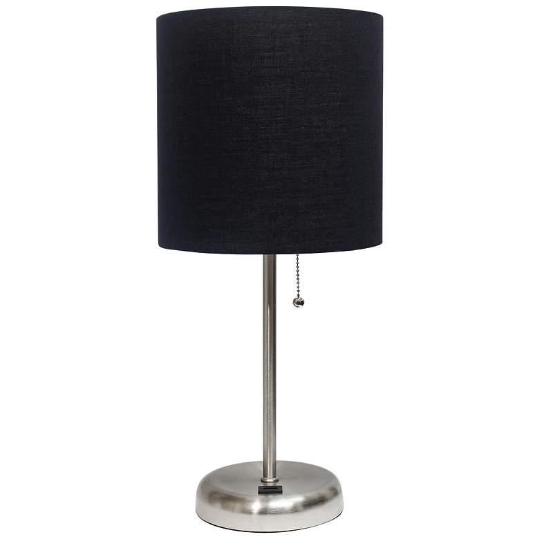Image 2 Oslo 19 1/2 inch High Steel USB Table Desk Lamp with Black Shade