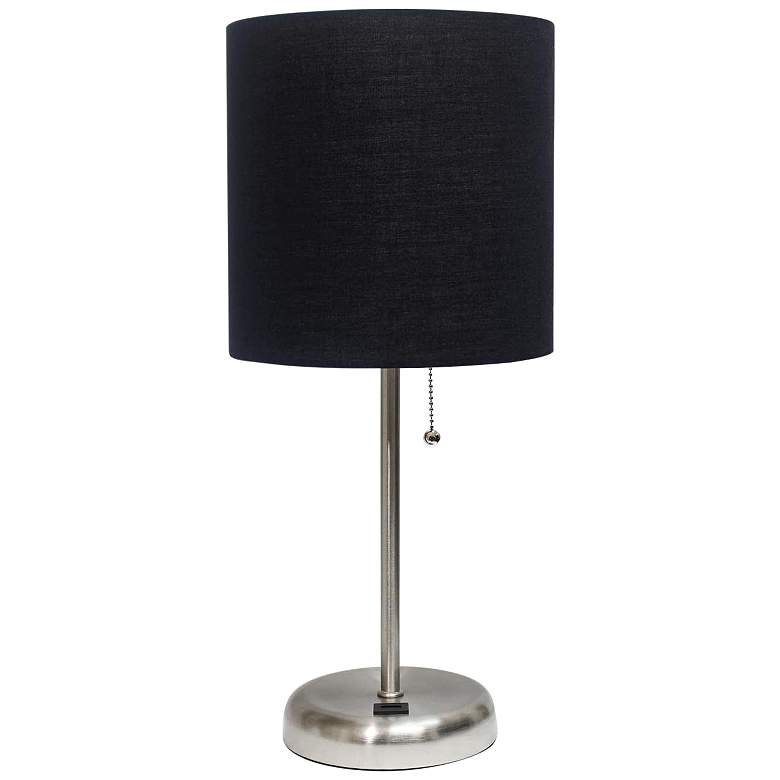 Image 2 Oslo 19 1/2" High Steel USB Table Desk Lamp with Black Shade
