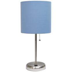 Oslo 19 1/2" High Steel USB Table Desk Lamp with Blue Shade