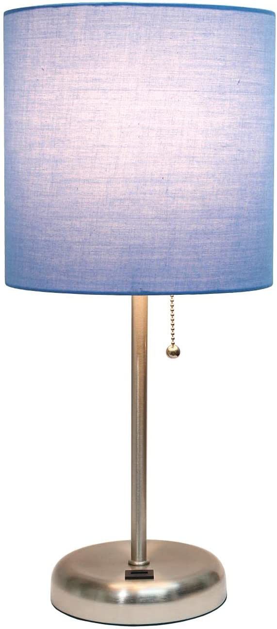 Oslo 19 1/2" High Steel USB Table Desk Lamp with Blue Shade