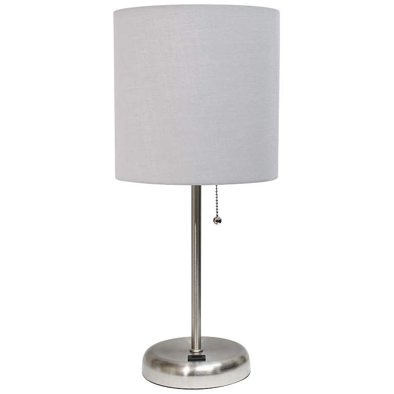 Image 2 Oslo 19 1/2 inch High Steel USB Table Desk Lamp with Gray Shade