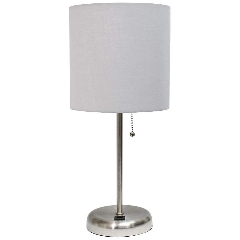 Image 2 Oslo 19 1/2" High Steel USB Table Desk Lamp with Gray Shade