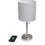 Oslo 19 1/2" High Steel USB Table Desk Lamp with Gray Shade