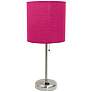 Oslo 19 1/2" High Steel USB Table Desk Lamp with Pink Shade