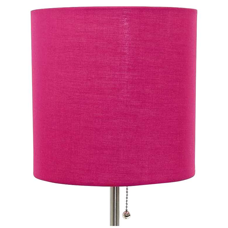 Image 3 Oslo 19 1/2 inch High Steel USB Table Desk Lamp with Pink Shade more views