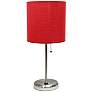 Oslo 19 1/2" High Steel USB Table Desk Lamp with Red Shade