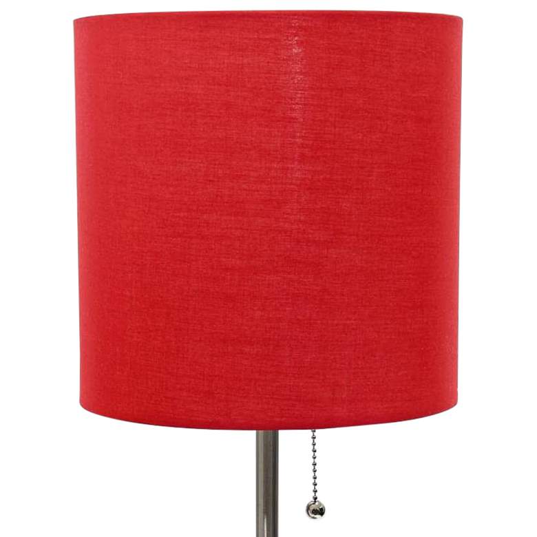 Image 3 Oslo 19 1/2" High Steel USB Table Desk Lamp with Red Shade more views