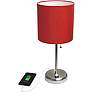 Oslo 19 1/2" High Steel USB Table Desk Lamp with Red Shade