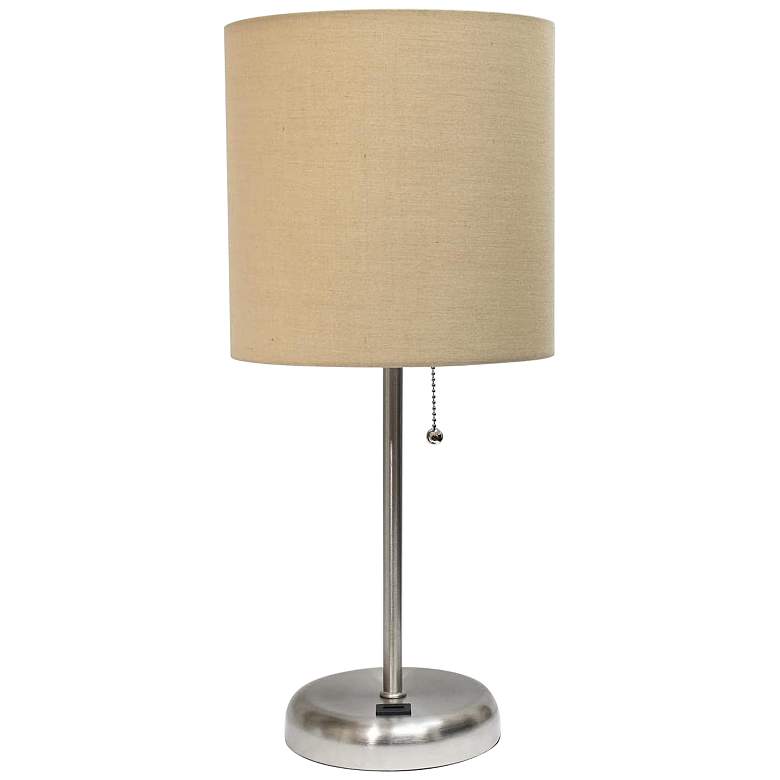 Image 2 Oslo 19 1/2" High Steel USB Table Desk Lamp with Tan Shade