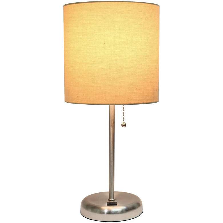 Image 7 Oslo 19 1/2" High Steel USB Table Desk Lamp with Tan Shade more views