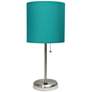 Oslo 19 1/2" High Steel USB Table Desk Lamp with Teal Shade