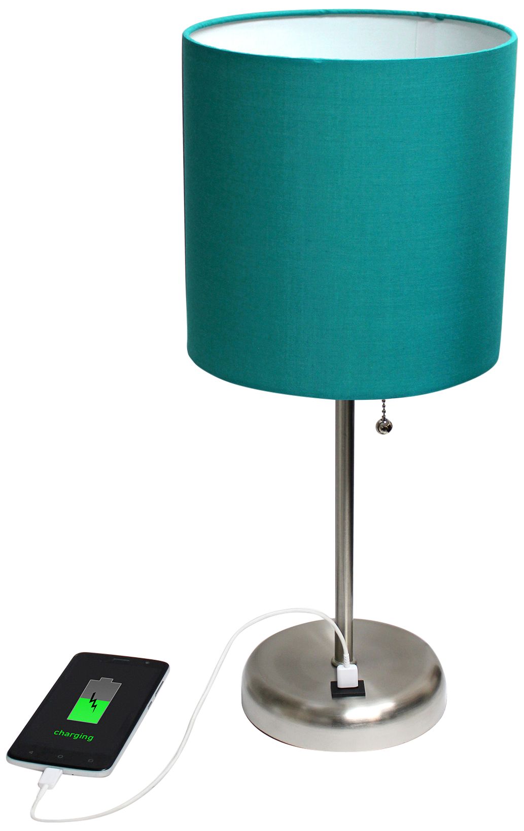 Oslo 19 1/2" High Steel USB Table Desk Lamp with Teal Shade