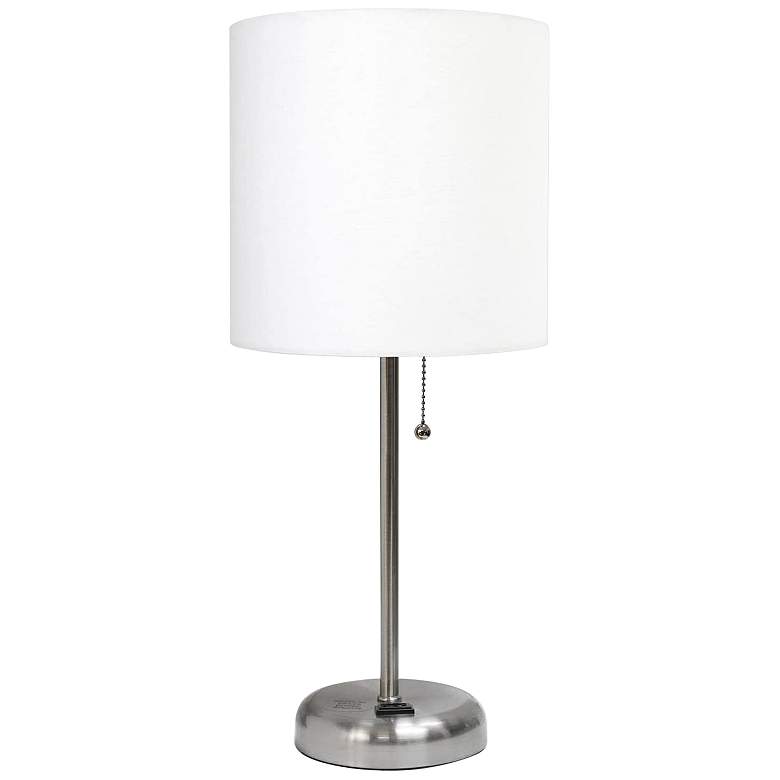 Image 2 Oslo 19 1/2 inch High Steel USB Table Desk Lamp with White Shade