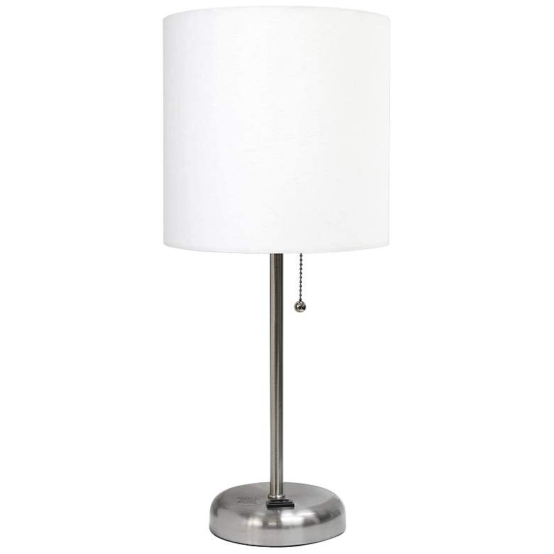 Image 2 Oslo 19 1/2" High Steel USB Table Desk Lamp with White Shade