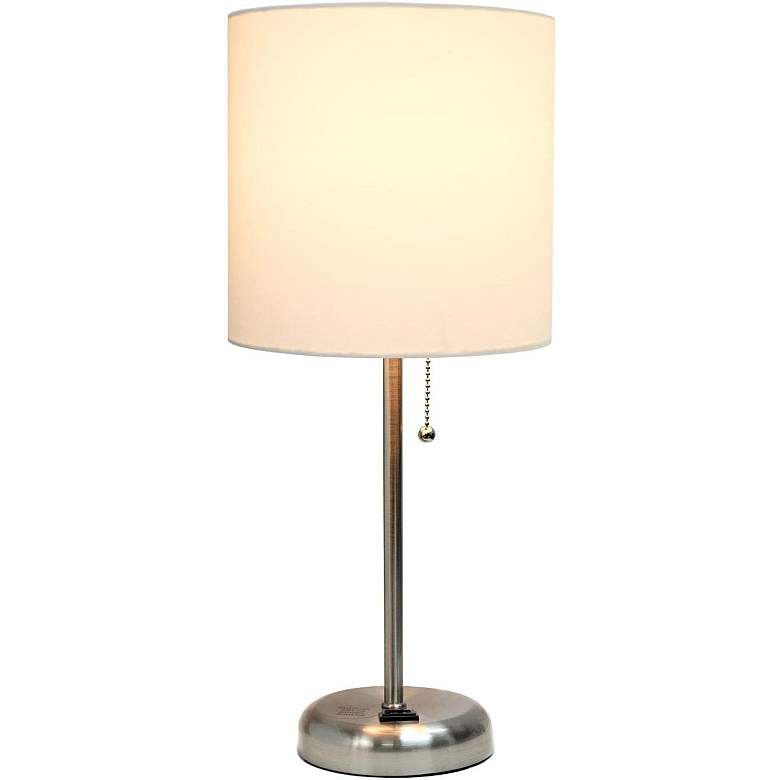 Image 6 Oslo 19 1/2 inch High Steel USB Table Desk Lamp with White Shade more views