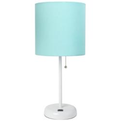 Oslo 19 1/2&quot; High White USB Table Desk Lamp with Aqua Shade