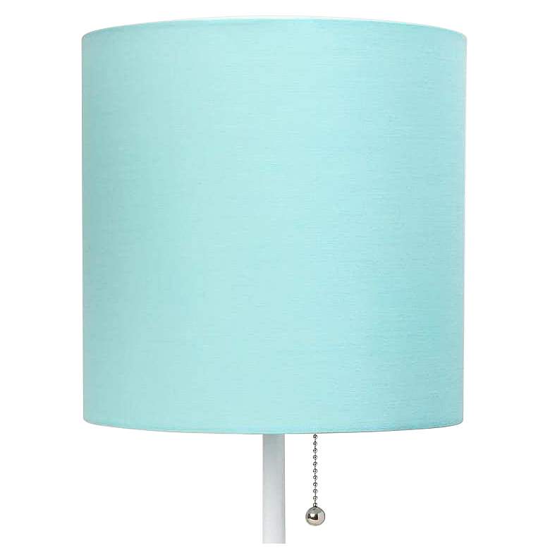 Image 3 Oslo 19 1/2" High White USB Table Desk Lamp with Aqua Shade more views