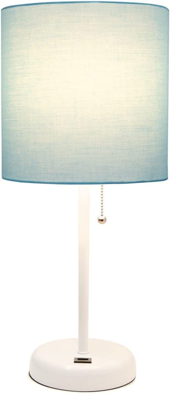 Oslo 19 1/2" High White USB Table Desk Lamp with Aqua Shade