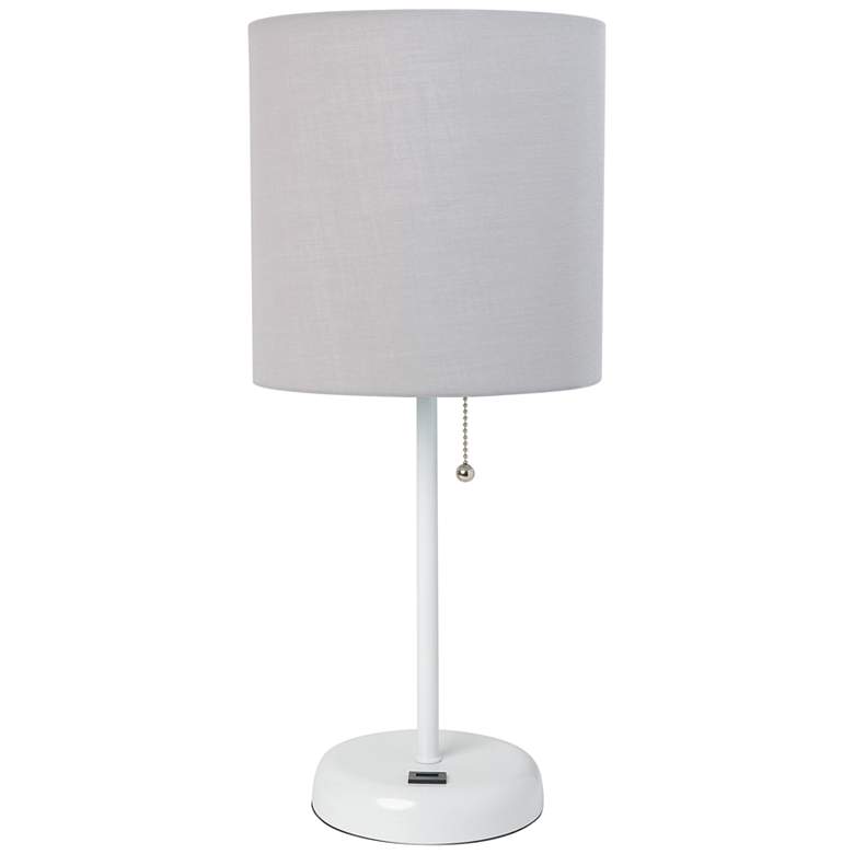 Image 2 Oslo 19 1/2 inch High White USB Table Desk Lamp with Gray Shade