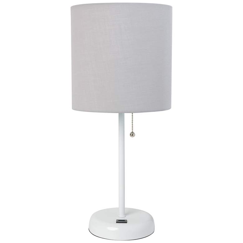 Image 2 Oslo 19 1/2" High White USB Table Desk Lamp with Gray Shade
