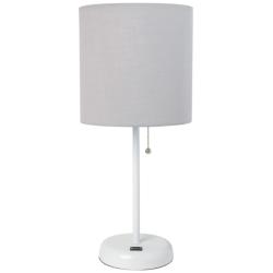 Oslo 19 1/2&quot; High White USB Table Desk Lamp with Gray Shade
