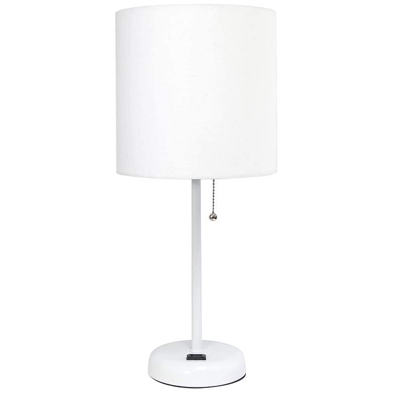 Image 2 Oslo 19 1/2 inch High White USB Table Desk Lamp with White Shade