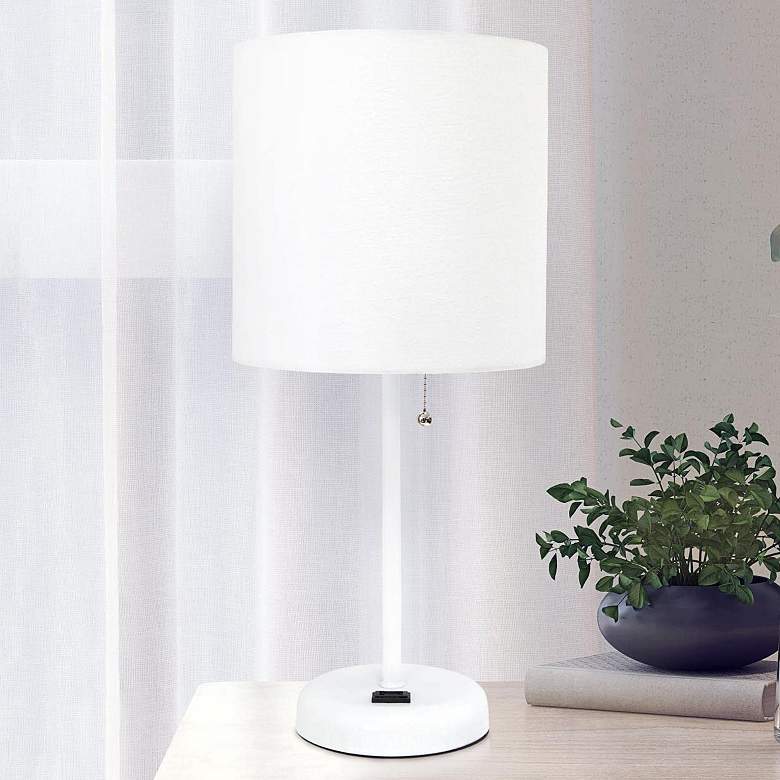 Image 1 Oslo 19 1/2" High White USB Table Desk Lamp with White Shade
