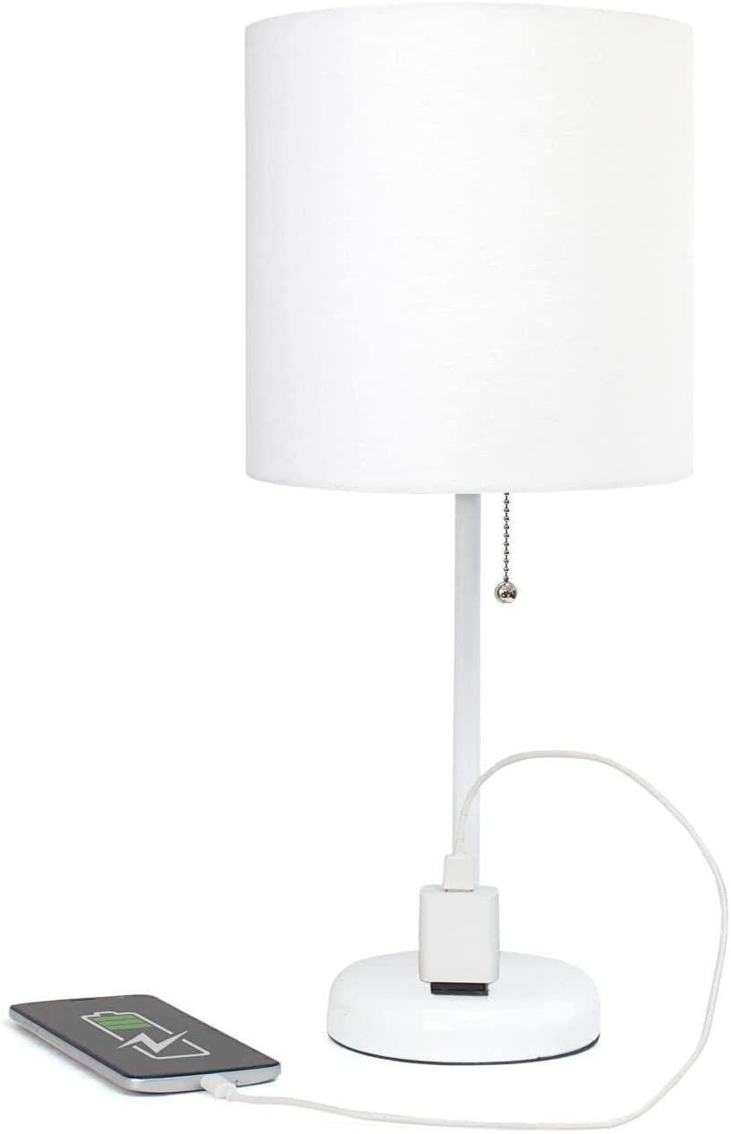 Oslo 19 1/2" High White USB Table Desk Lamp with White Shade