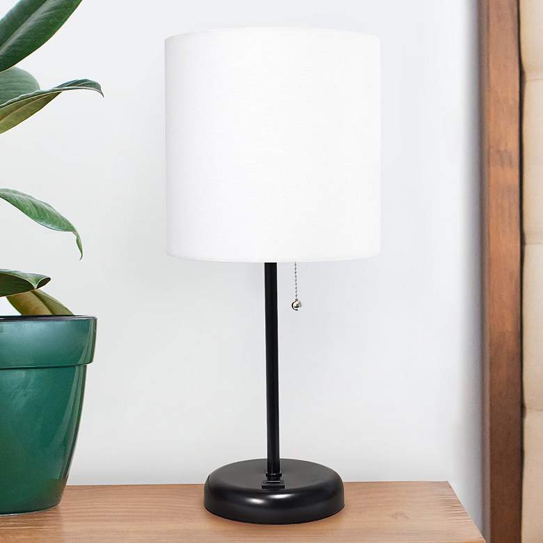 Image 1 Oslo 19 1/2"H Black Outlet Table Desk Lamp with White Shade