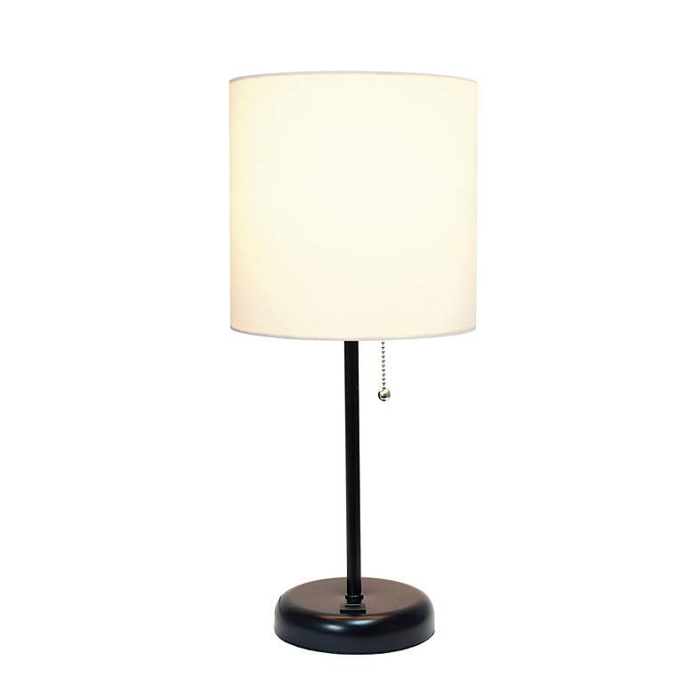 Image 5 Oslo 19 1/2 inchH Black Outlet Table Desk Lamp with White Shade more views