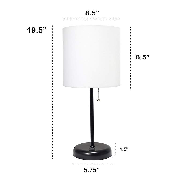 Image 6 Oslo 19 1/2"H Black Outlet Table Desk Lamp with White Shade more views